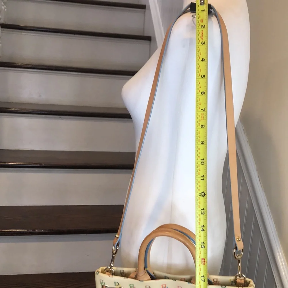 DOONEY & BOURKE Rainbow Zipper Monogram Logo Leather Tote Crossbody Shoulder Bag